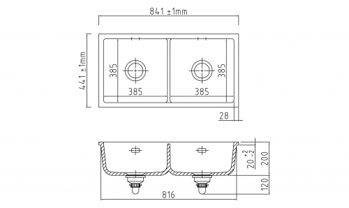 Systemceram KeraDomo MERA TWIN U BASIC Keramik Unterbausple in Standardfarben fr die Kche