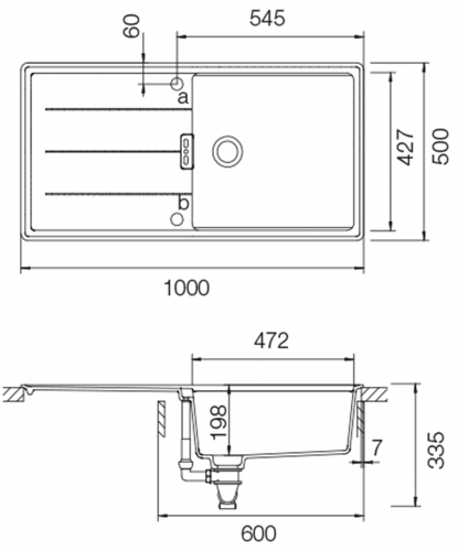 SCHOCK Kchensple Tia D-100L Cristadur Nano-Granitsple / Einbausple mit Drehexcenter