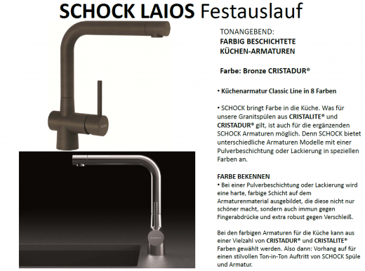 x SCHOCK Kchenarmatur Laios Cristadur Classic Line Einhebelmischer Festauslauf 360 schwenkbarer Auslauf