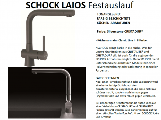 x SCHOCK Kchenarmatur Laios Cristadur Classic Line Einhebelmischer Festauslauf 360 schwenkbarer Auslauf