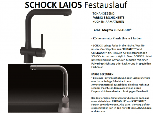 x SCHOCK Kchenarmatur Laios Cristadur Classic Line Einhebelmischer Festauslauf 360 schwenkbarer Auslauf