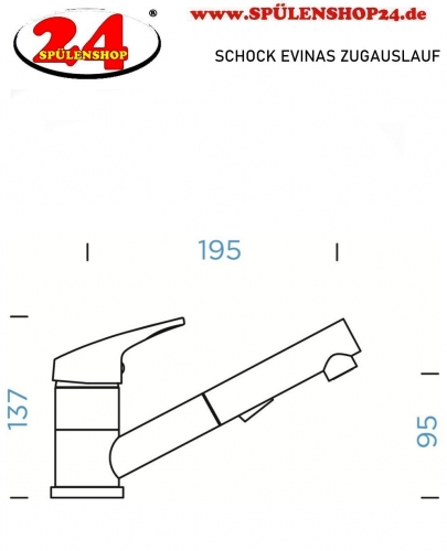 SCHOCK Kchenarmatur Evinas-SB EDM Einhebelmischer Edelstahl massiv mit Zugauslauf 120 schwenkbarer Auslauf