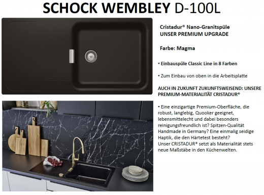 SCHOCK Kchensple Wembley D-100L Cristadur Nano-Granitsple / Einbausple mit Drehknopfventil