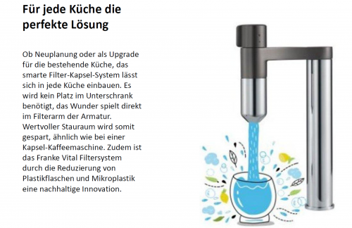 FRANKE Armatur Standalone Vital Schwarz matt / Edelstahloptik 3-Stufen Kapsel Trinkwasserfiltersystem 360 schwenkbarer Auslauf