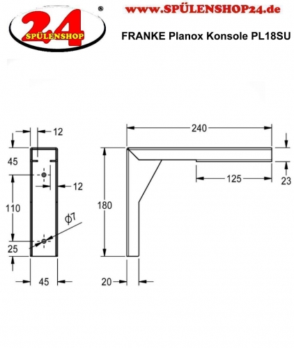 KWC PROFESSIONAL Planox Einzelkonsole PL18SU passend Planox Waschrinnen