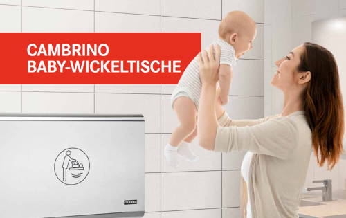 KWC PROFESSIONAL CAMBRINO Baby-Wickeltisch vertikal CAMB22VS mit Frontplatte aus Edelstahl fr die Wandmontage und klappbar