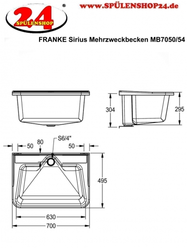 KWC PROFESSIONAL Mehrzweckbecken MB7050 aus Verbundstoff Farbe Wei fr Wandmontage ohne berlauf