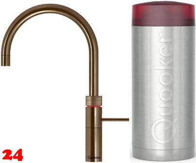 QUOOKER FUSION Round Combi (+) B Einhebelmischer Messing Patina & 100C Armatur Kochendwasserhahn (22+FRPTN)