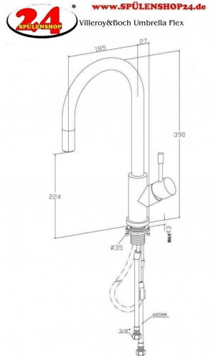 Villeroy & Boch Kchenarmatur Umbrella Flex Einhebelmischer Edelstahl massiv poliert mit Zugauslauf