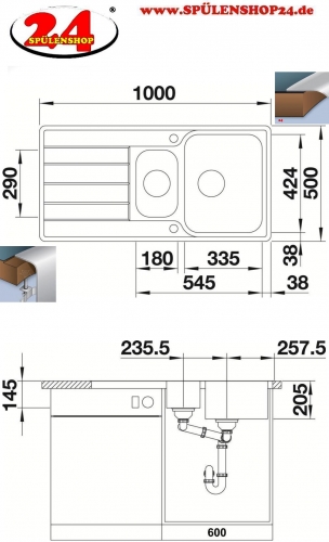 BLANCO Kchensple Classimo 6 S-IF Edelstahlsple / Einbausple Flachrand mit Ablaufsystem InFino und PushControl