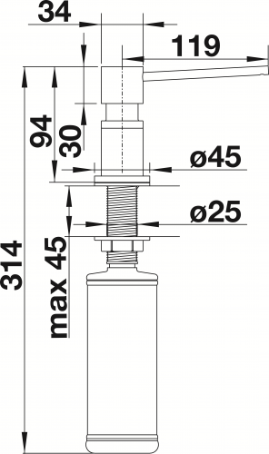 {Lager} BLANCO Seifenspender Lato Sonderfarbe Schwarz matt Splmittelspender / Dispenser bequeme Druckbettigung von oben