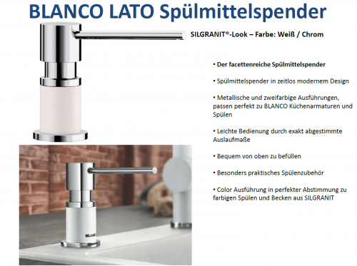 BLANCO Seifenspender Lato Chrom Silgranit-Look Splmittelspender / Dispenser bequeme Druckbettigung von oben