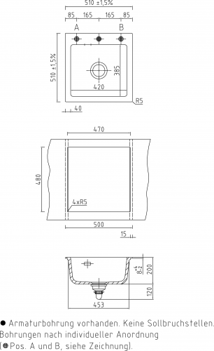 Systemceram KeraDomo MERA 51-BASIC Keramiksple / Einbausple in Standardfarben fr die Kche