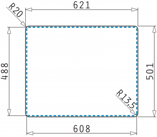 PYRAMIS Kchensple Athena (62x50) 1B 1D FB Einbausple Flachrand / Flchenbndig Siebkorb als Drehknopfventil