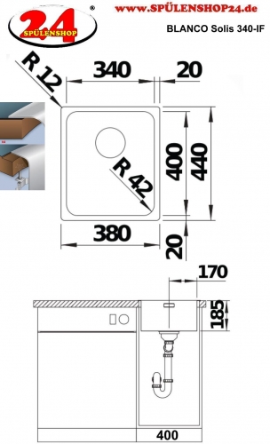 BLANCO Kchensple Solis 340-IF Edelstahlsple / Einbausple Flachrand mit Ablaufsystem InFino und Handbettigung