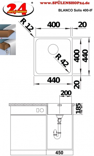 BLANCO Kchensple Solis 400-IF Edelstahlsple / Einbausple Flachrand mit Ablaufsystem InFino und Handbettigung