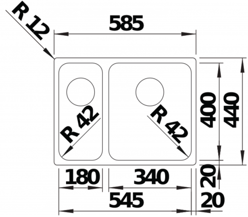 BLANCO Solis 340/180-IF Becken links Edelstahlsple / Einbausple Flachrand mit Ablaufsystem InFino und Handbettigung