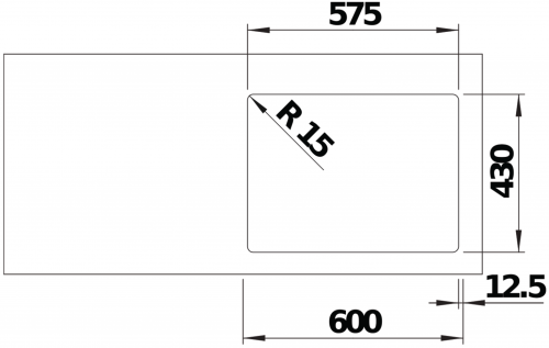 BLANCO Solis 340/180-IF Becken links Edelstahlsple / Einbausple Flachrand mit Ablaufsystem InFino und Handbettigung