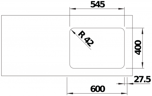 BLANCO Solis 340/180-U Becken links Edelstahlsple / Unterbaubecken mit Ablaufsystem InFino und Handbettigung