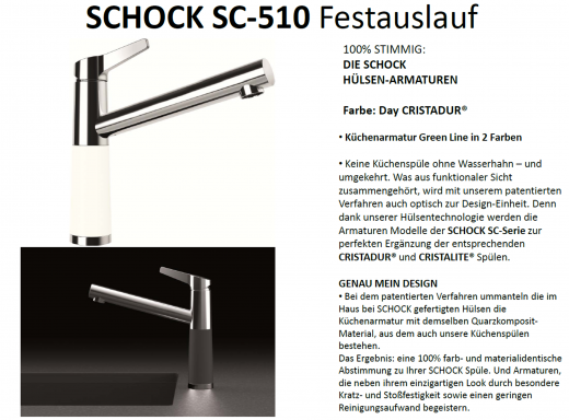 SCHOCK Kchenarmatur SC-510 Cristadur Green Line Einhebelmischer Festauslauf 360 schwenkbarer Auslauf mit Materialhlse