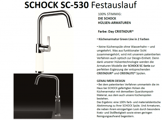 SCHOCK Kchenarmatur SC-530 Cristadur Green Line Einhebelmischer Festauslauf 360 schwenkbarer Auslauf mit Materialhlse