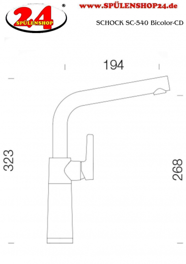 SCHOCK Kchenarmatur SC-540 Cristadur Green Line Einhebelmischer Festauslauf 360 schwenkbarer Auslauf mit Materialhlse