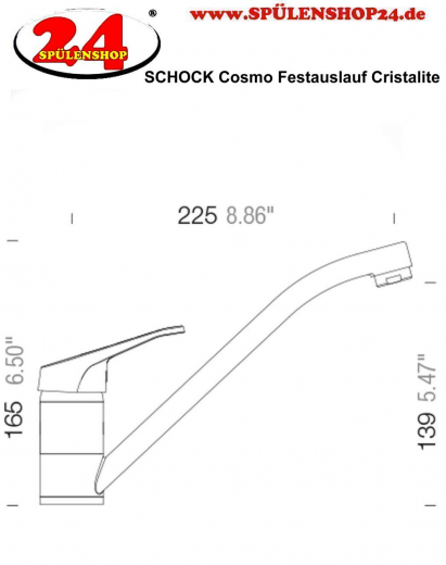 SCHOCK Kchenarmatur Cosmo Cristalite Basic Line Einhebelmischer Festauslauf 360 schwenkbarer Auslauf