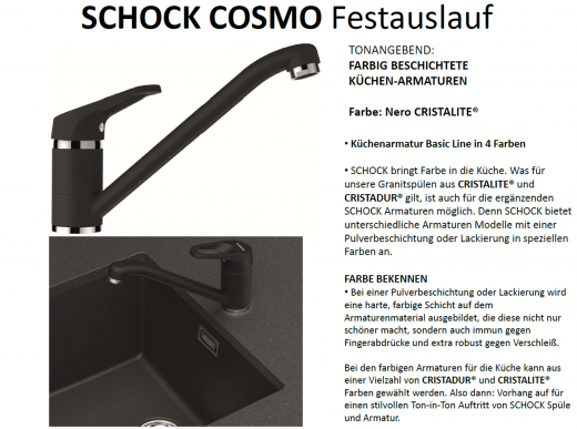 SCHOCK Kchenarmatur Cosmo Cristalite Basic Line Einhebelmischer Festauslauf 360 schwenkbarer Auslauf