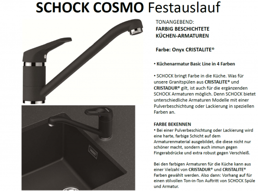 SCHOCK Kchenarmatur Cosmo Cristalite Basic Line Einhebelmischer Festauslauf 360 schwenkbarer Auslauf