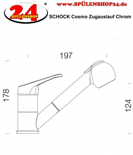 SCHOCK Kchenarmatur Cosmo Chrom Einhebelmischer mit Zugauslauf 140 schwenkbarer Auslauf