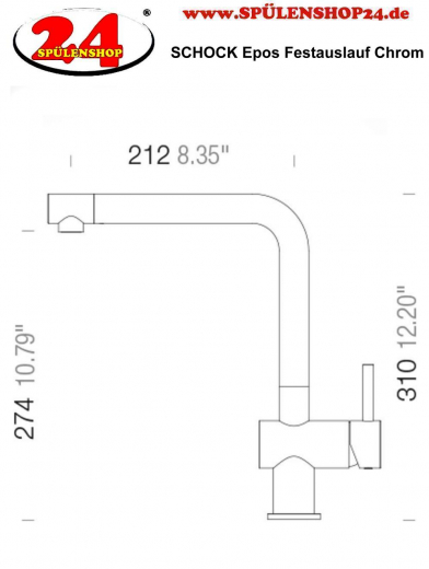 {LAGER} SCHOCK Kchenarmatur Epos Chrom Einhebelmischer mit Festauslauf 360 schwenkbarer Auslauf Niederdruck