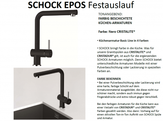 x SCHOCK Kchenarmatur Epos Cristalite Basic Line Einhebelmischer Festauslauf 360 schwenkbarer Auslauf