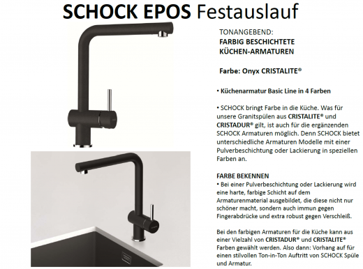 x SCHOCK Kchenarmatur Epos Cristalite Basic Line Einhebelmischer Festauslauf 360 schwenkbarer Auslauf