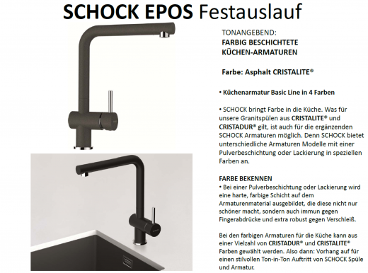 x SCHOCK Kchenarmatur Epos Cristalite Basic Line Einhebelmischer Festauslauf 360 schwenkbarer Auslauf