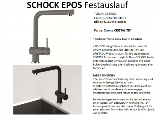 x SCHOCK Kchenarmatur Epos Cristalite Basic Line Einhebelmischer Festauslauf 360 schwenkbarer Auslauf