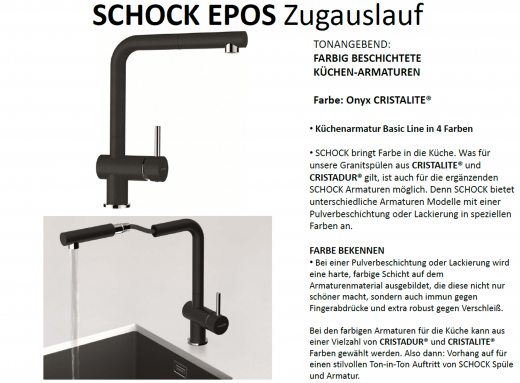 SCHOCK Kchenarmatur Epos Cristalite Basic Line Einhebelmischer Zugauslauf 180 schwenkbarer Auslauf mit Schlauchbrause