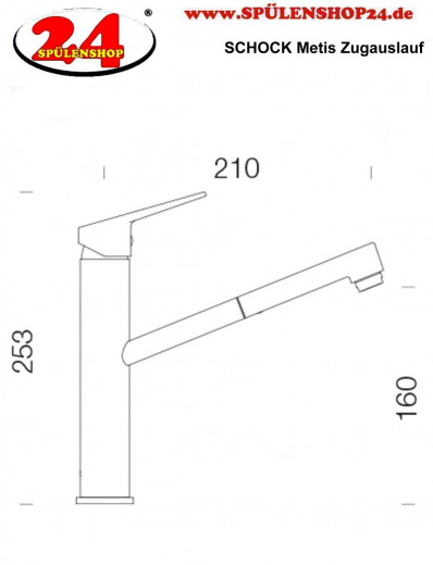 SCHOCK Kchenarmatur Metis EDO Einhebelmischer Edelstahloptik mit Zugauslauf 120 schwenkbarer Auslauf mit Schlauchbrause