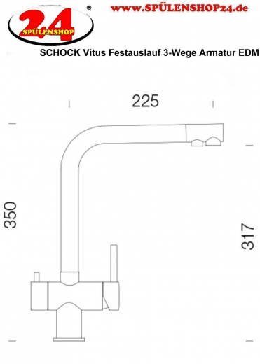 SCHOCK Kchenarmatur Vitus EDM mit Festauslauf 3-Wege Trinkwasserfilter Armatur Edelstahl 360 schwenkbarer Auslauf