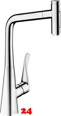 HANSGROHE Kchenarmatur Metris Select M71 Chrom Einhebelmischer 320 mit Ausziehbrause, 2jet (73820000)