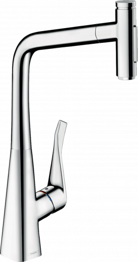 HANSGROHE Kchenarmatur Metris Select M71 Chrom Einhebelmischer 320 mit Ausziehbrause, 2jet (73820000)