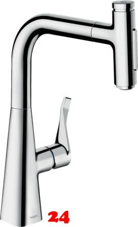 HANSGROHE Kchenarmatur Metris Select M71 Chrom Einhebelmischer 240 mit Ausziehbrause, 2jet, sBox (73817000)