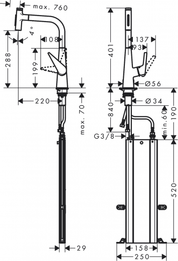 HANSGROHE Kchenarmatur Talis Select M51 Chrom Einhebelmischer 300 mit Ausziehbrause, 2jet, sBox (73867000)