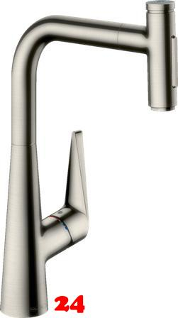 HANSGROHE Kchenarmatur Talis Select M51 Edelstahl Finish Einhebelmischer 300 mit Ausziehbrause, 2jet, sBox (73867800)