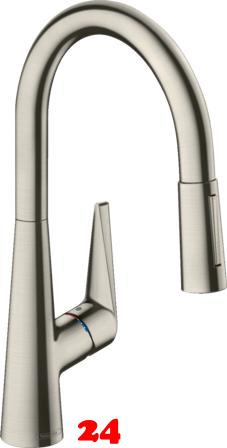 HANSGROHE Kchenarmatur Talis M51 Edelstahl Finish Einhebelmischer 200 mit Ausziehbrause, 2jet (72813800)