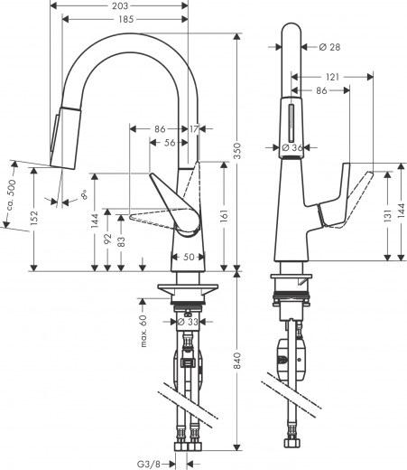 HANSGROHE Kchenarmatur Talis M51 Chrom Einhebelmischer 160 mit Ausziehbrause, 2jet (72815000)