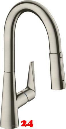 HANSGROHE Kchenarmatur Talis M51 Edelstahl Finish Einhebelmischer 160 mit Ausziehbrause, 2jet (72815800)