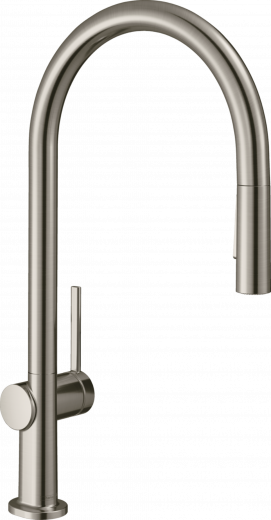 HANSGROHE Kchenarmatur Talis M54 Edelstahl Finish Einhebelmischer 210 mit Ausziehbrause, 2jet (72800800)