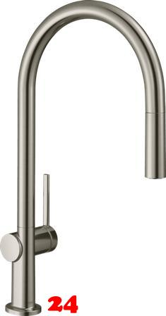 HANSGROHE Kchenarmatur Talis M54 Edelstahl Finish Einhebelmischer 210 mit Ausziehauslauf, 1jet (72802800)