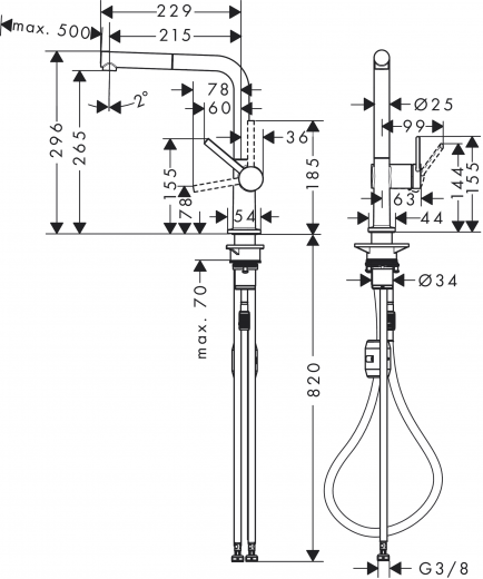 HANSGROHE Kchenarmatur Talis M54 Chrom Einhebelmischer 270 mit Ausziehauslauf, 1jet (72808000)