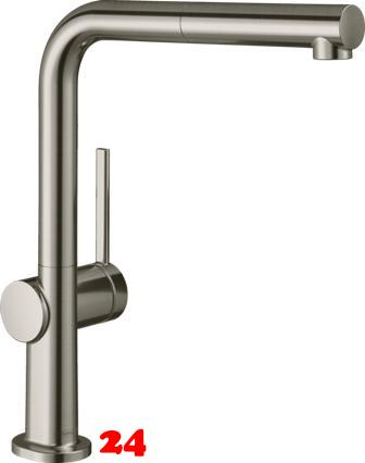 HANSGROHE Kchenarmatur Talis M54 Edelstahl Finish Einhebelmischer 270 mit Ausziehauslauf, 1jet (72808800)